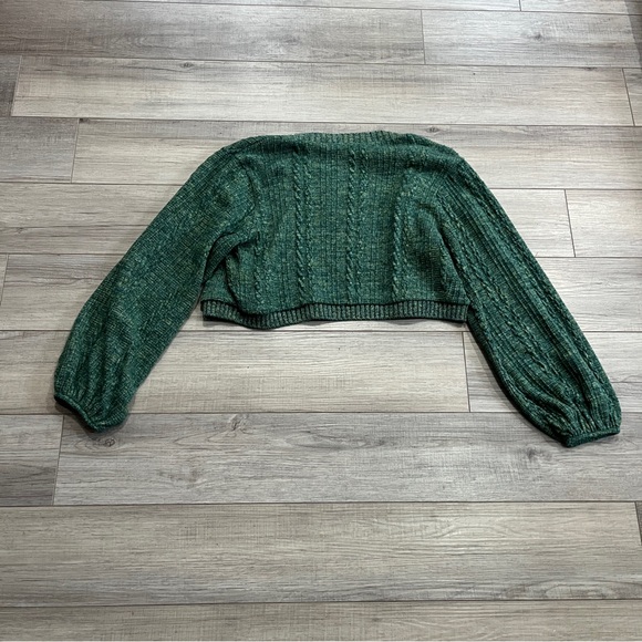 ZARA Green Cropped V-Neck Cardigan Soft Elegant Office - Picture 9 of 12